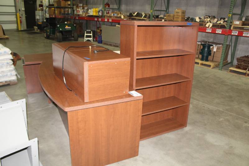 5-Piece Wood Executive Office Desk, Computer Desk, Overhead Cabinet, Desk Bookcase, 4-Shelf Bookcase