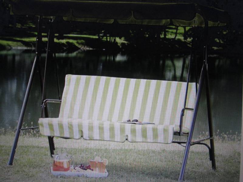 lot 14 image: Striped Lawn Swing open box Retail ...
