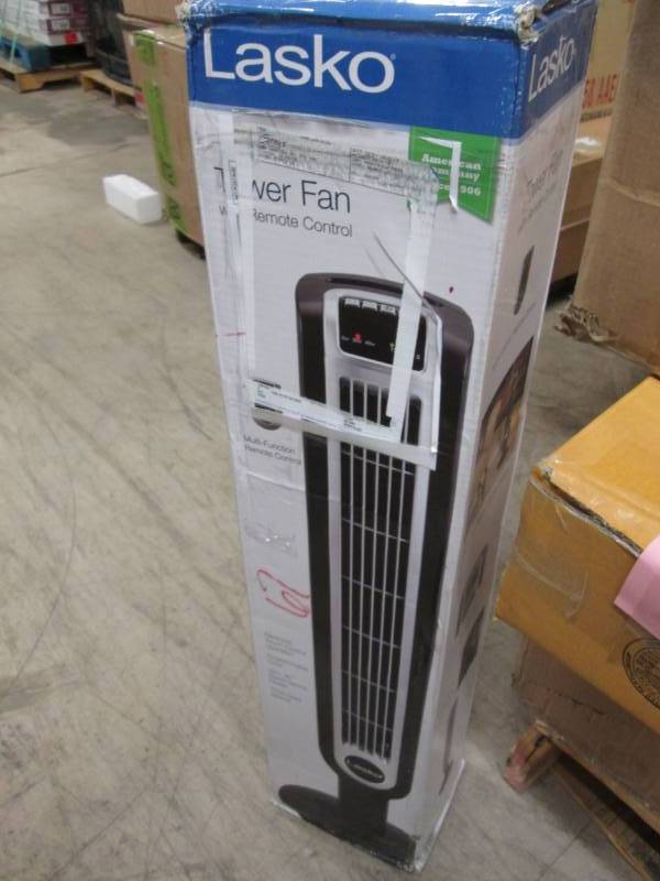 lot 19 image: Lasko Tower Fan open box, untested ...