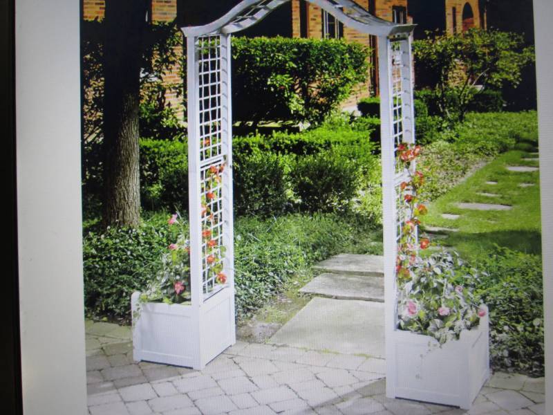 lot 42 image: Garden Arched Trellis with Planters...