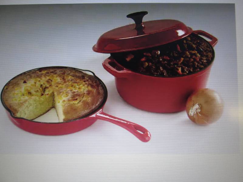 lot 62 image: 3-Piece Porcelain Cast Iron Starter...