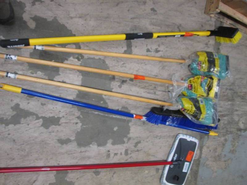 lot 96 image: Lot of Assorted Brooms & Mops...