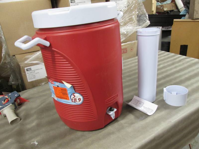 lot 114 image: Rubbermaid 5 Gal. Red Water Cooler ...