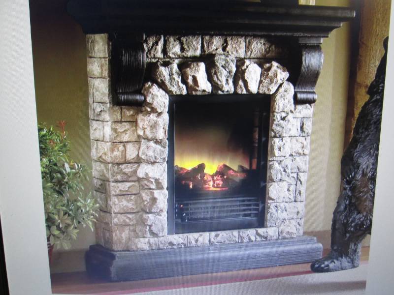 lot 157 image: Faux Stone Fireplace open box Retai...