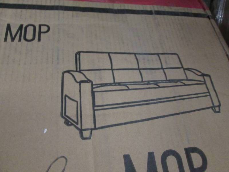 lot 182 image: Brown  Faux Leather Sofa open box R...