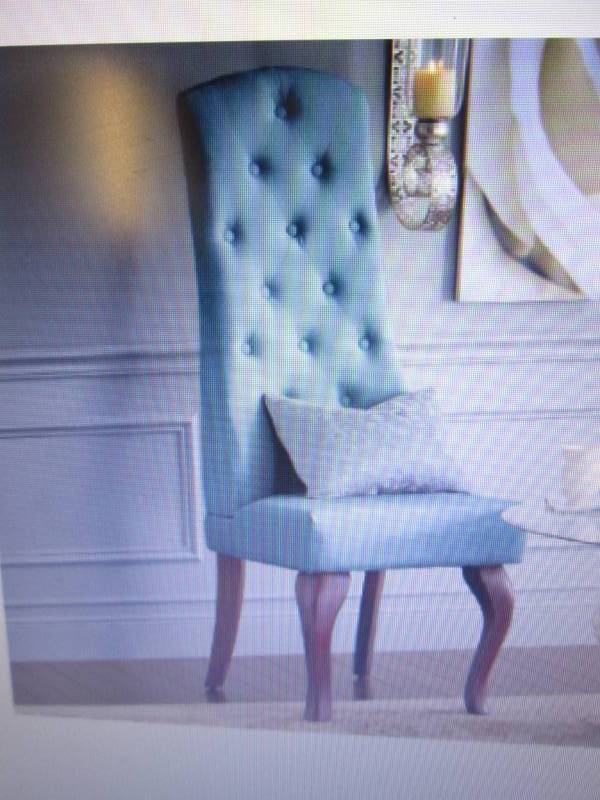 lot 186 image: High-Back Tufted Chair open box Ret...