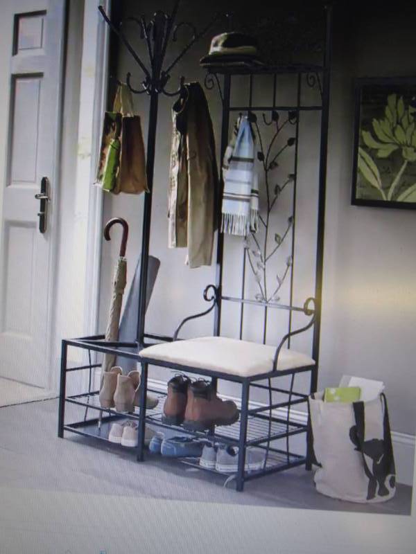 lot 236 image: Coat Rack with Hallway Bench open b...