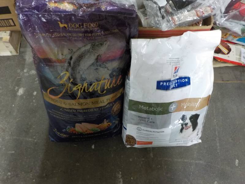lot 110 image: Box and 2 bags Dog Food...
