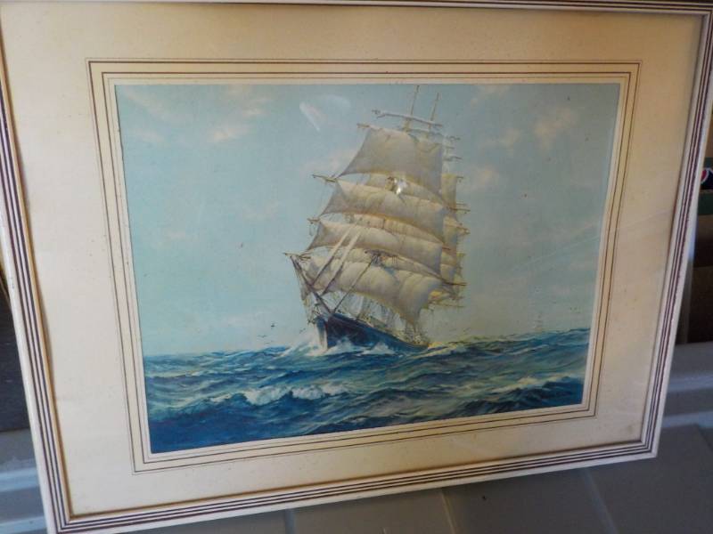 lot 142 image: Signed Ship Print Framed- last name...