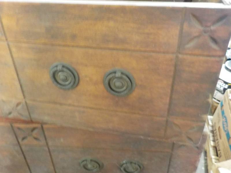 lot 146 image: 3 Carved Wood Drawers and Enamel Pa...
