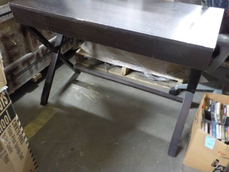 lot 172 image: Wood Desk 42 x 20 x 29 with Keyboar...