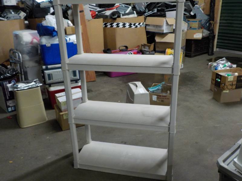 lot 173 image: Sterilite 4 Shelf Unit 34 x 14 x 57...