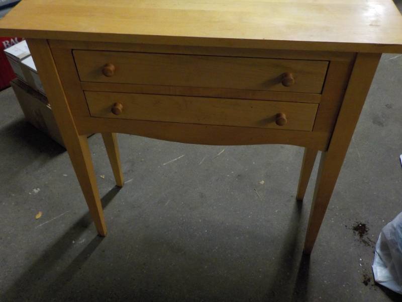 lot 182 image: 2 Drawer Wood Table 32 x 11 x 30...