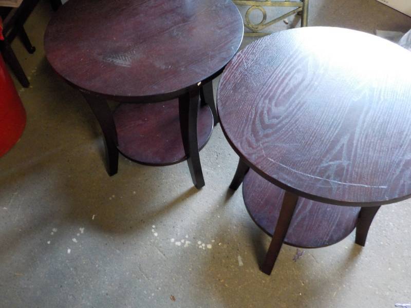 lot 186 image: 2 Round End Tables made in Vietnam...