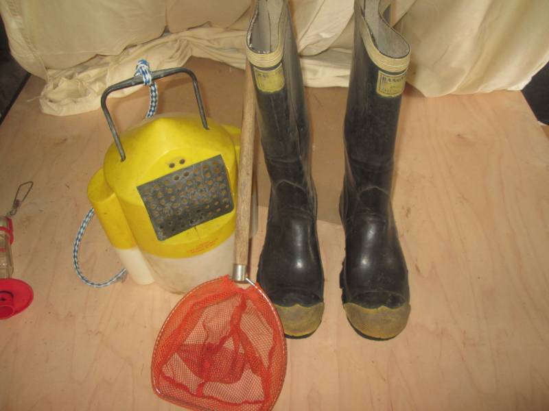 lot 61 image: Waders and minnow bucket...