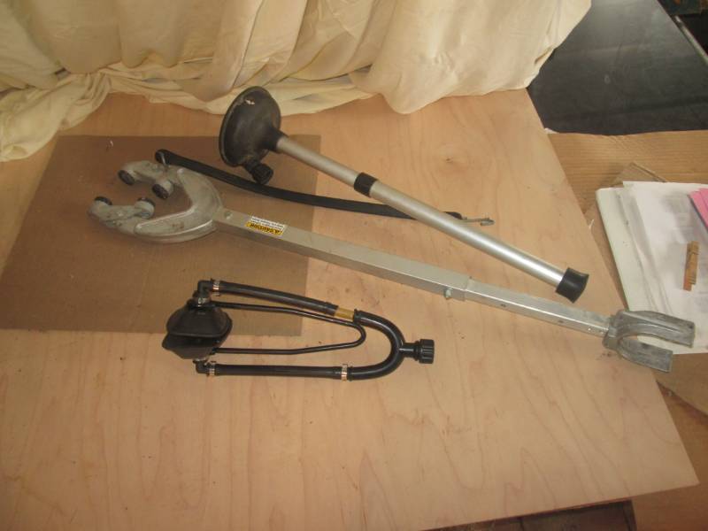 lot 64 image: Outboard motor support, with motor ...