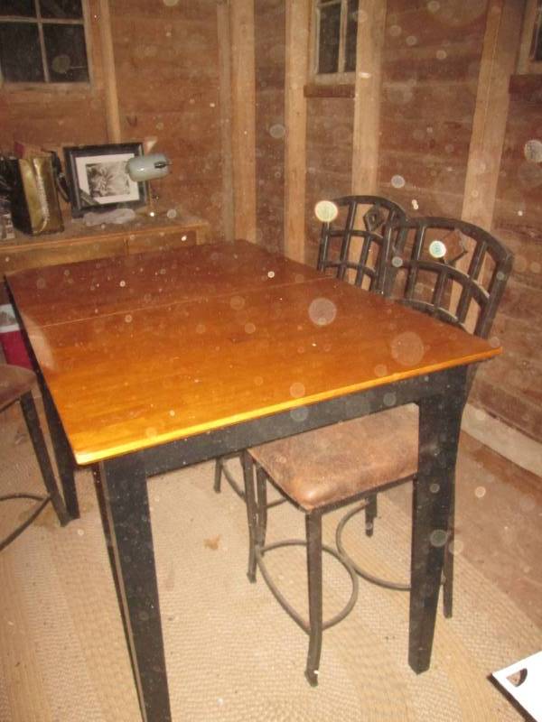lot 74 image: Table with 4 chairs, measures 61 w...
