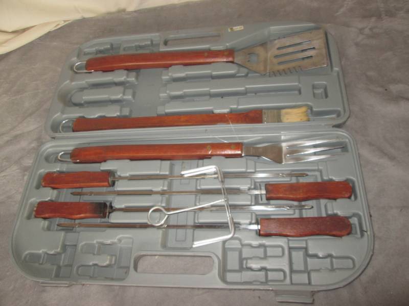 lot 205 image: Grill tool set in case...