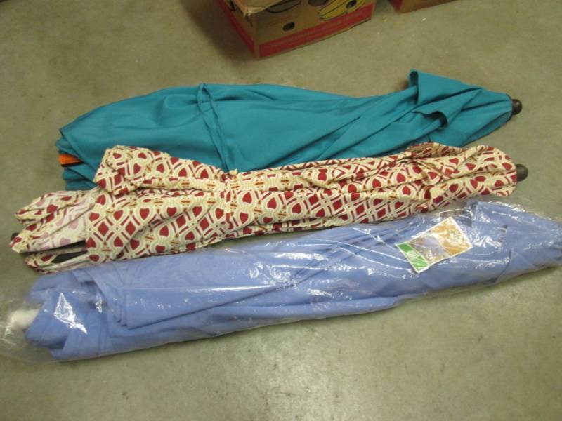 lot 9 image: Lot of 3 DeckPatio Table Umbrellas...