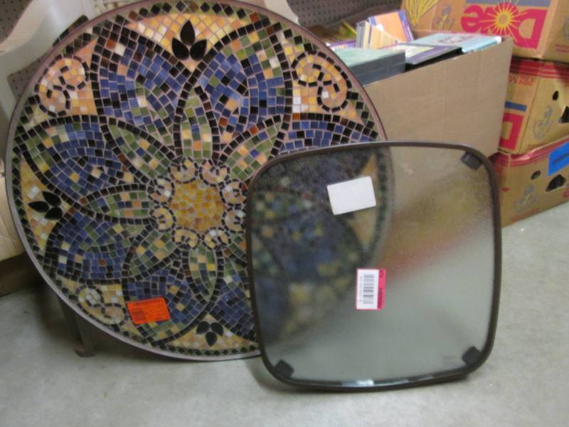 lot 46 image: Lot of 2 Table Tops Round is 28 Sm...