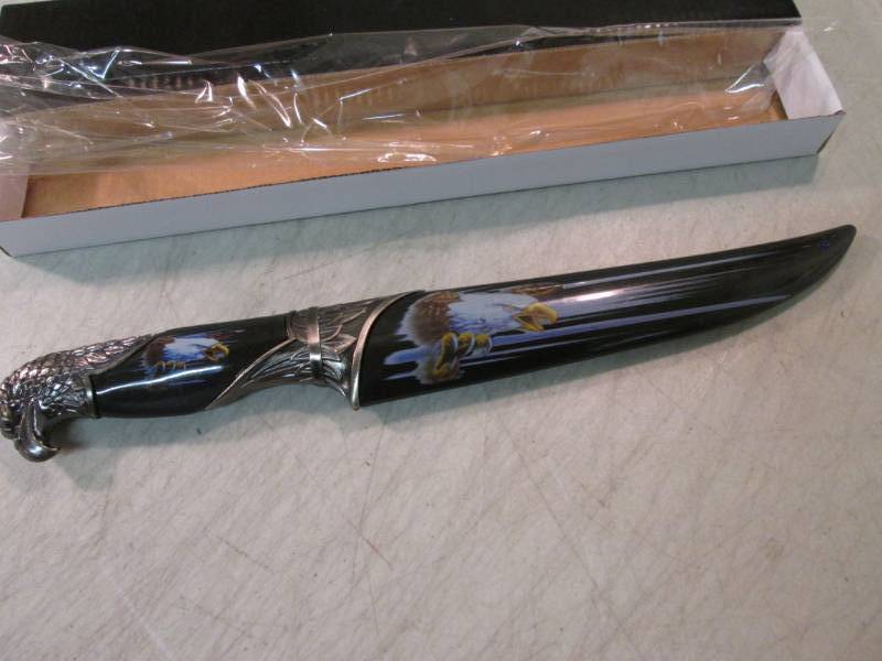 lot 56 image: 13 Black Decorative Eagle Knife wi...