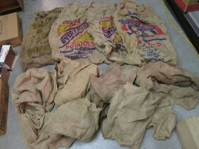 lot 107 image: Lot of 10 100 pound Potato Burlap B...