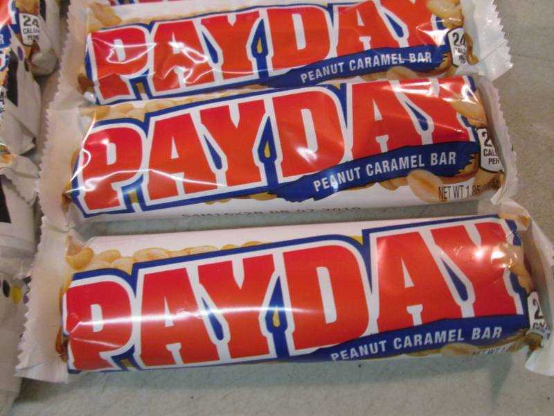 lot 158 image: 12 PayDay Candy Bars Best by Jul 20...