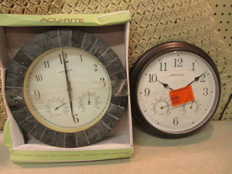 lot 198 image: 2 Acu-Rite Wall Clocks RM1...