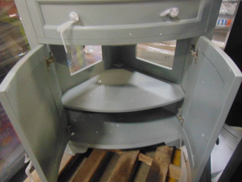 lot 382 image: Home Decorators Collection Hamilton 31 in. W x 22 in. D Corner Bath Vanity in Grey with Granite Vanity Top in Grey 10809-CS30H-GR