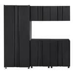 lot 11 image: Husky Welded 78 in. W x 75 in. H x 19 in. D Steel Garage Cabinet Set in Black (5-Piece) - Dented doors Main Locker. GS078205-2D