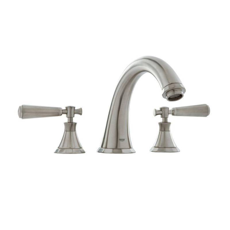 lot 27 image: Grohe Kensington 2-Handle Deck-Mount Roman Tub Filler in Brushed Nickel Infinity, 25074EN0