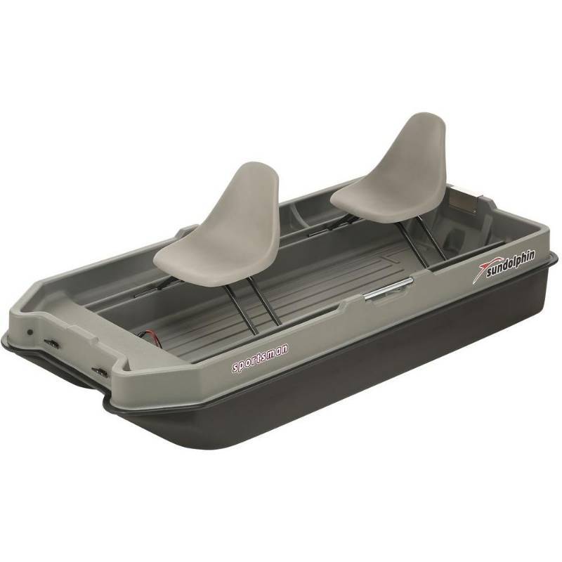 lot 50 image: Sun Dolphin 8.5 ft. 2 Person Sportsman Boat, 11077 - Damaged Hole on Back of RH Pontoon