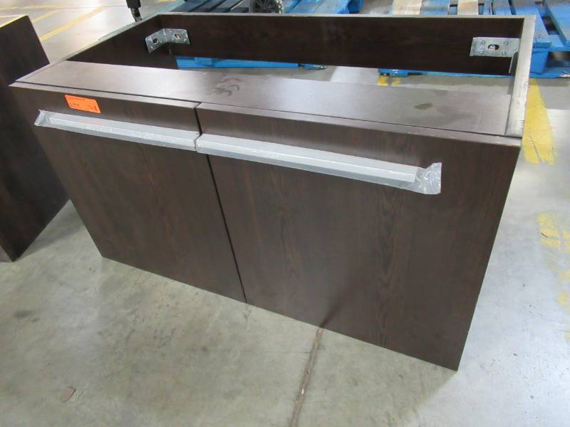 lot 18 image: 1 Floating Vanity Cabinet In Dark Wood Grain - Cabinet only
