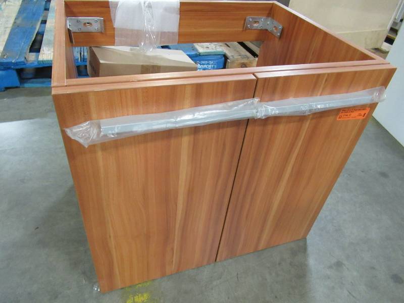 lot 20 image: 1 Floating Vanity Cabinet In Light Wood Grain - Cabinet only
