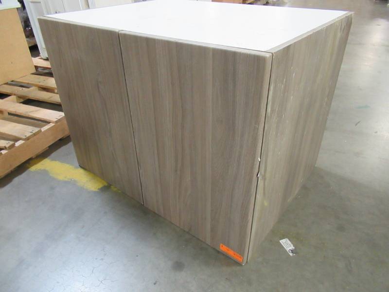 lot 23 image: Large Kitchen Wall Cabinet in Gray Wood Grain 33 X 24 12 X 24 Tall.