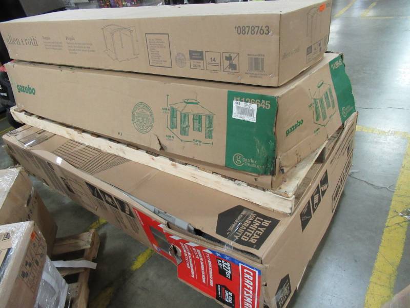 lot 33 image: WHOLESALE MIXED PALLET OF RETURNS - Pergola, Gazebo and Storage Shed