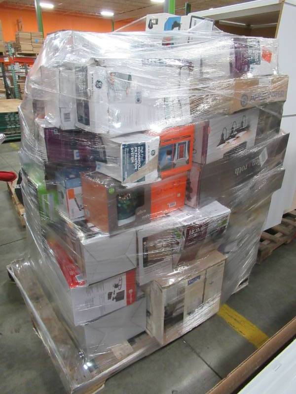lot 82 image: MIXED WHOLESALE PALLET OF MISCELLANEOUS BUILDING MATERIALS FROM RETAIL STORE REMODEL - CEILING FANS, LIGHTING AND WATER FILTRATION SYSTEMS