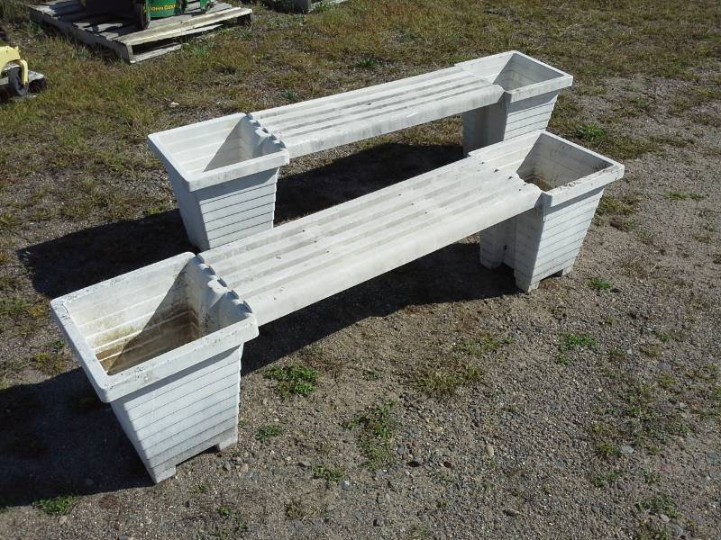 lot 13 image: Lot of (2) Garden Patio Planter Bench with Dual Planters