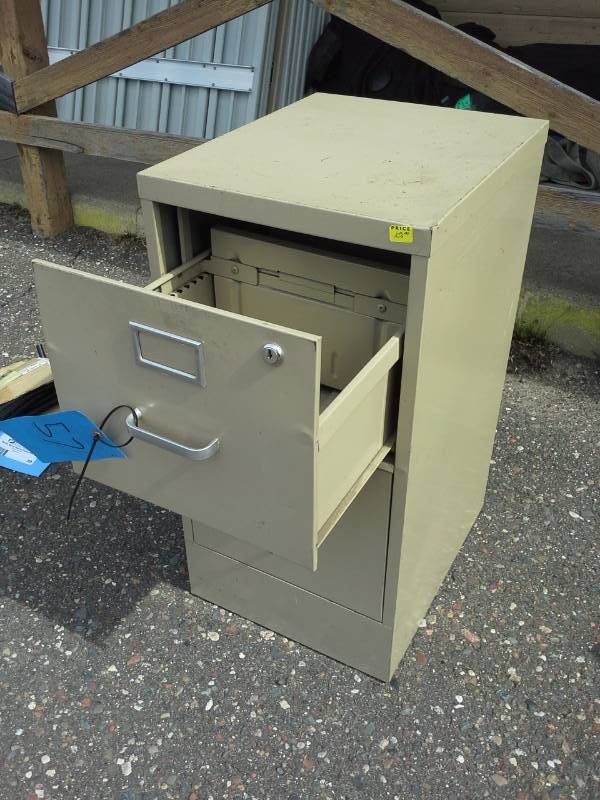 lot 57 image: Metal File Cabinet with 2-Locking Drawers