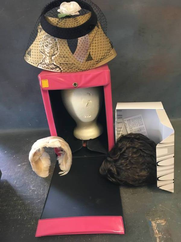 lot 30 image: Vintage Hats, Wig Head and MORE