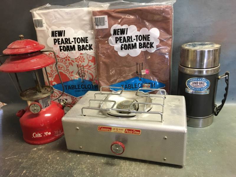 lot 146 image: Vintage LP Picnic Stove, Lantern, Thermos and More
