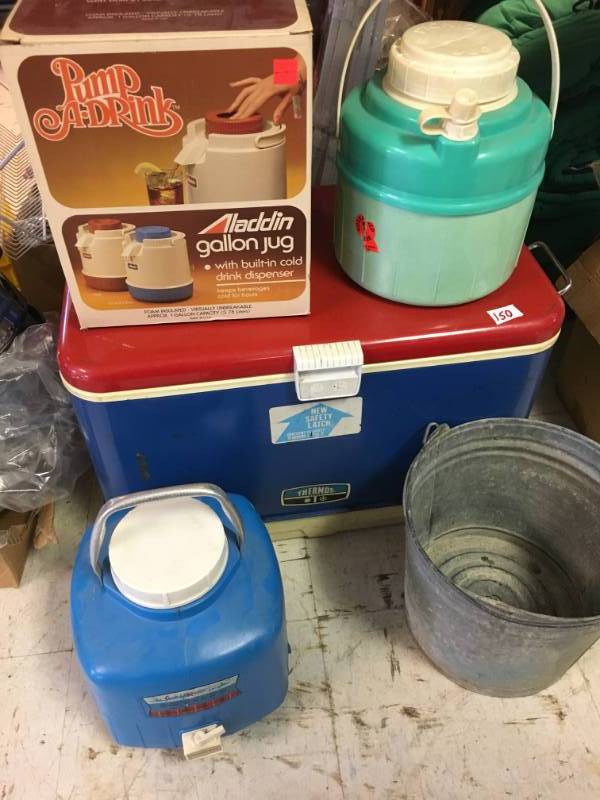 lot 150 image: Vintage Cooler and Jugs