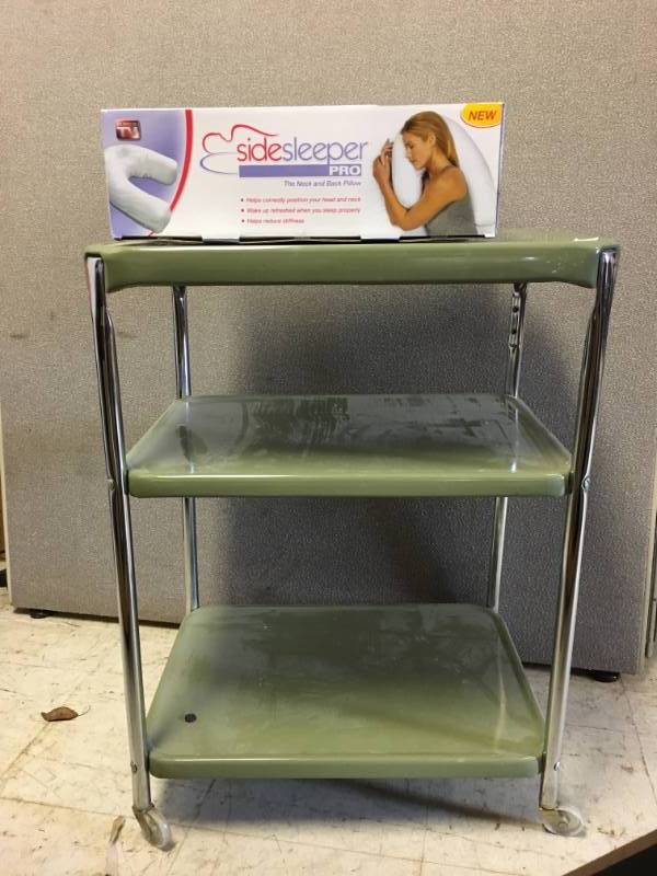 lot 199 image: Side Sleeper Foam Pillow and Vintage Cart