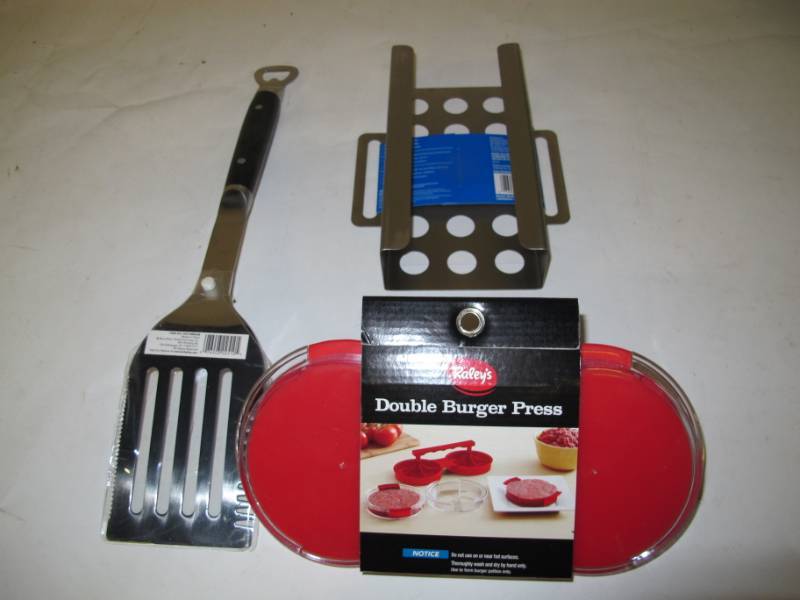 Grill Bundle - Double Burger Press  Stainless Steel Spatula  Jalapeno Cooker