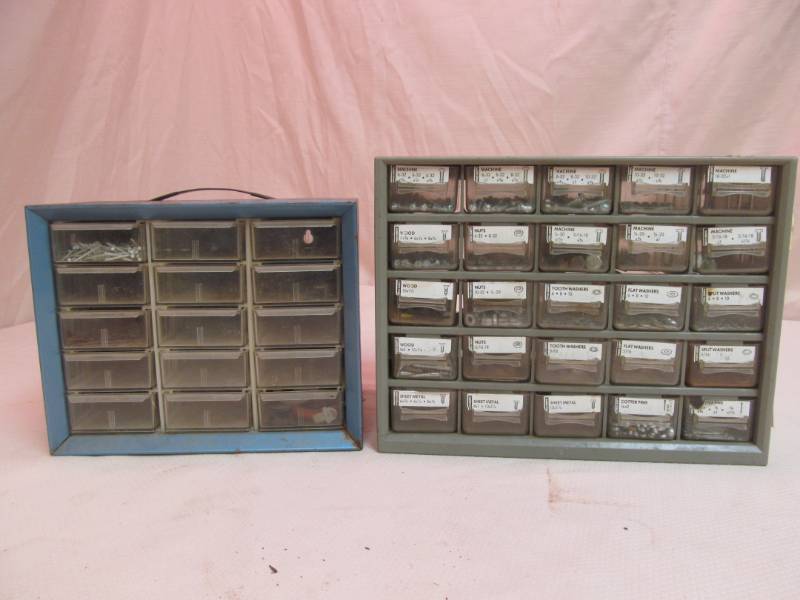 lot 34 image: Small Parts Organizers w Hardware