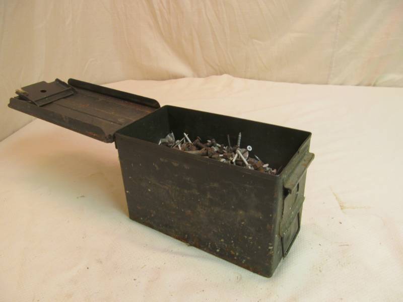 lot 42 image: Vintage Military Ammo Can, Tools, and more