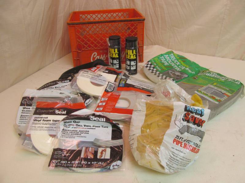 lot 111 image: Dairy Crate, Vinyl foam tape, AC seal,2 cans