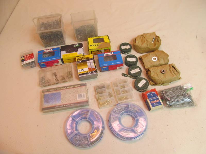 lot 126 image: Large Variety of new nails, screws, and more