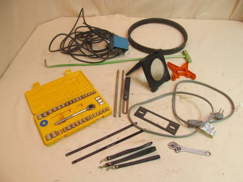 lot 154 image: Hook Rod, H.D. Belt, Socket Set, Crescent Wrench, Cords