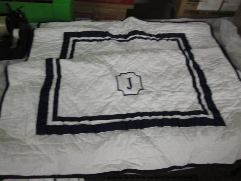 lot 40 image:  J Monogrammed Toddler Quilt...